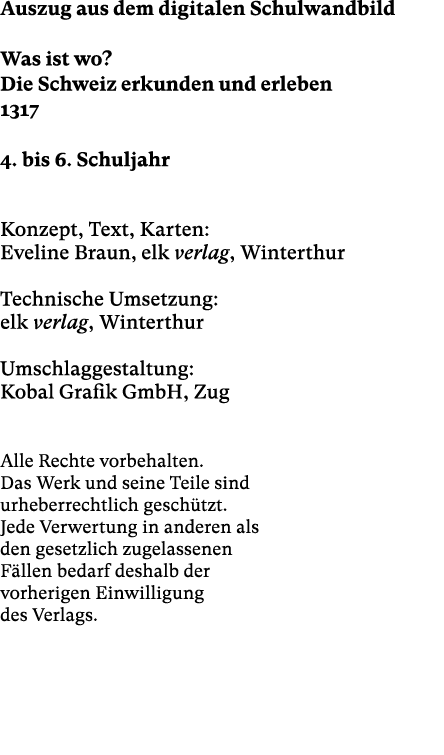 Auszug aus dem digitalen Schulwandbild Was ist wo  Die Schweiz erkunden und erleben 1317 4  bis 6  Schuljahr  Konzept   